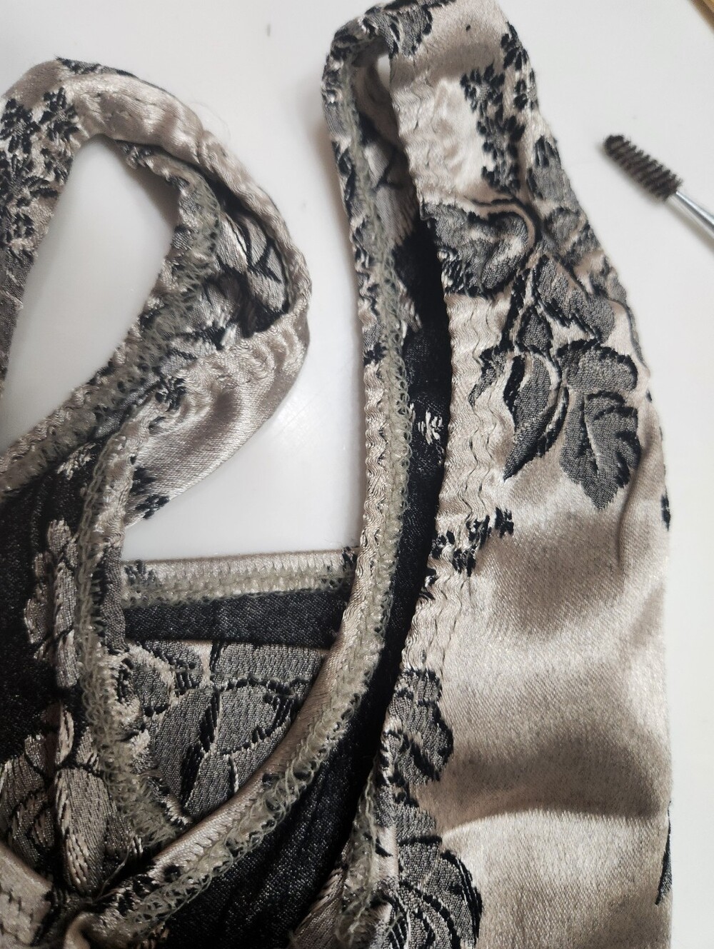 NWOT Vintage Floral Brocade Square Neck Tank Top Gold/Black - Large - Picture 5 of 5